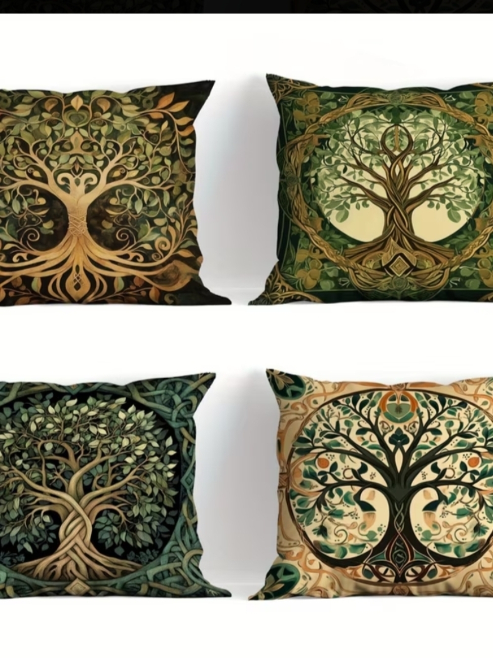 Hi Green Tree of Life Decorative Accent Pillow - Set of 4 - Picture 1 of 5